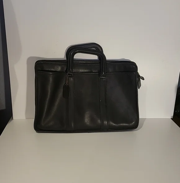 Coach Embassy Briefcase Portfolio Laptop Bag Black Leather076-8031